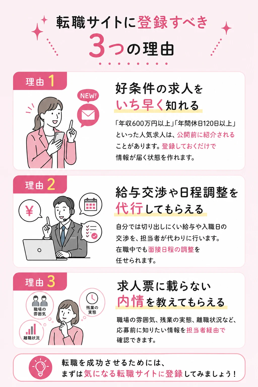 転職サイトに登録すべき3つの理由